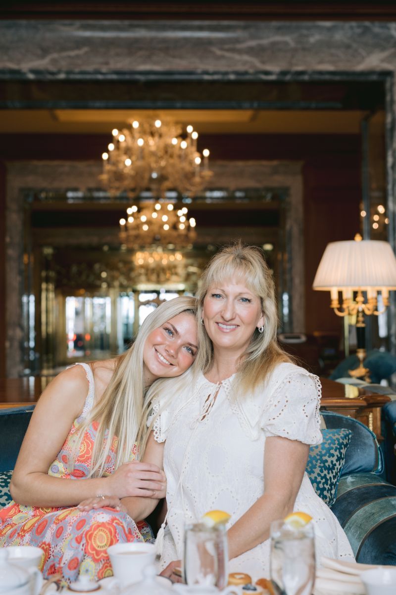 Mother and daughter enjoying tea