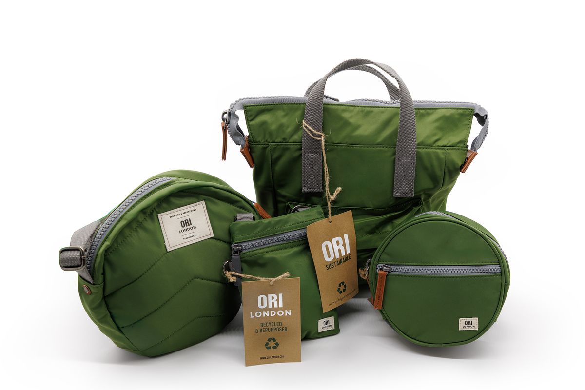 Display of green ORI bags
