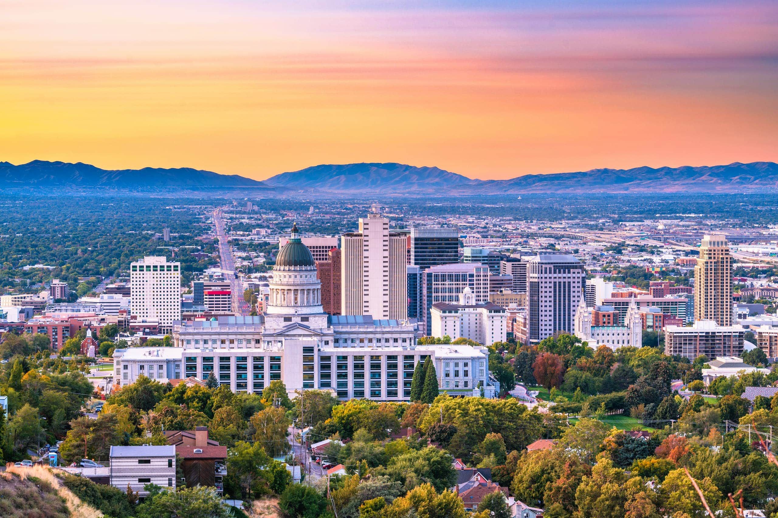Salt Lake City skyline at sunset