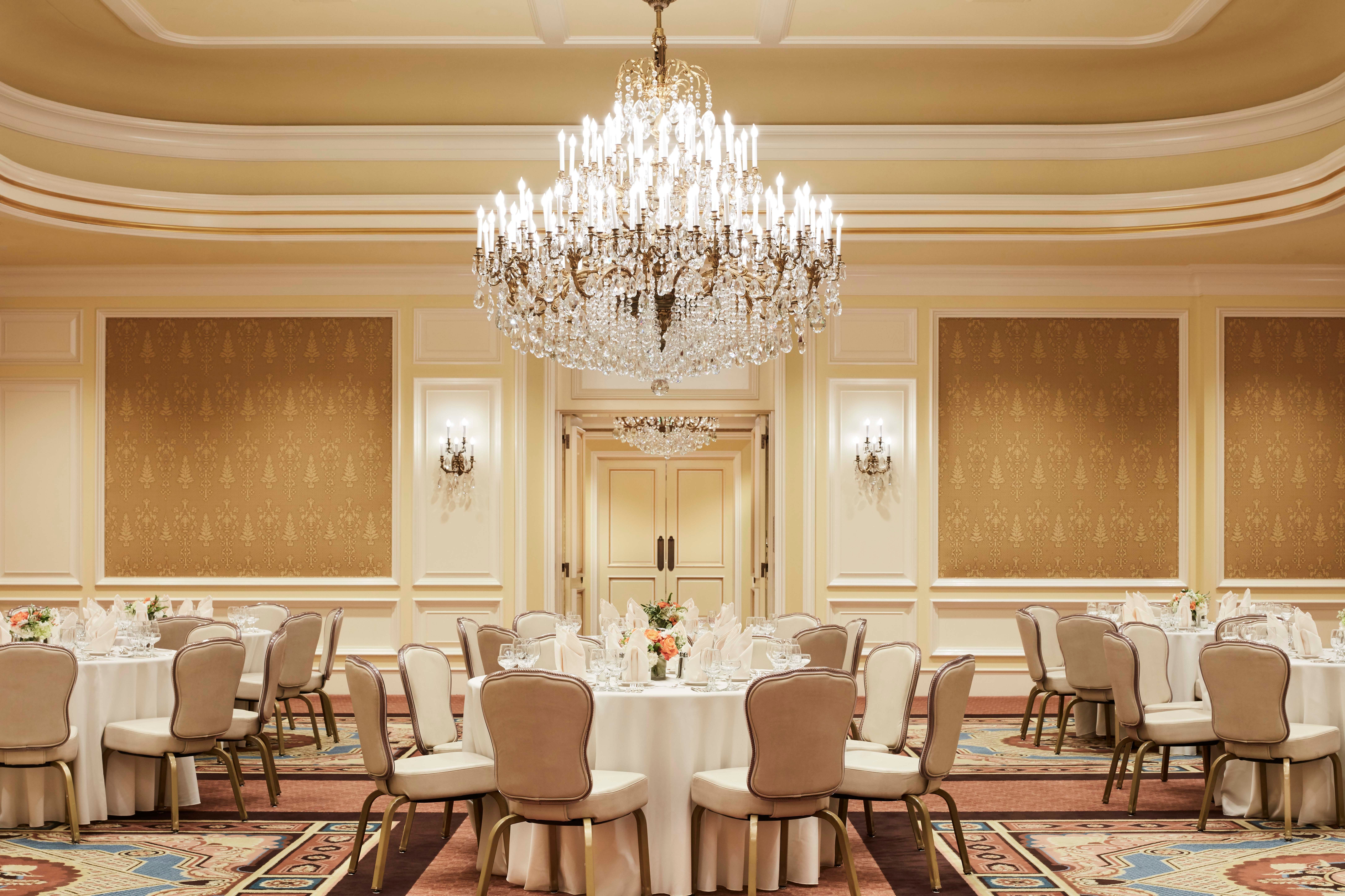 Ballroom with banquet tables
