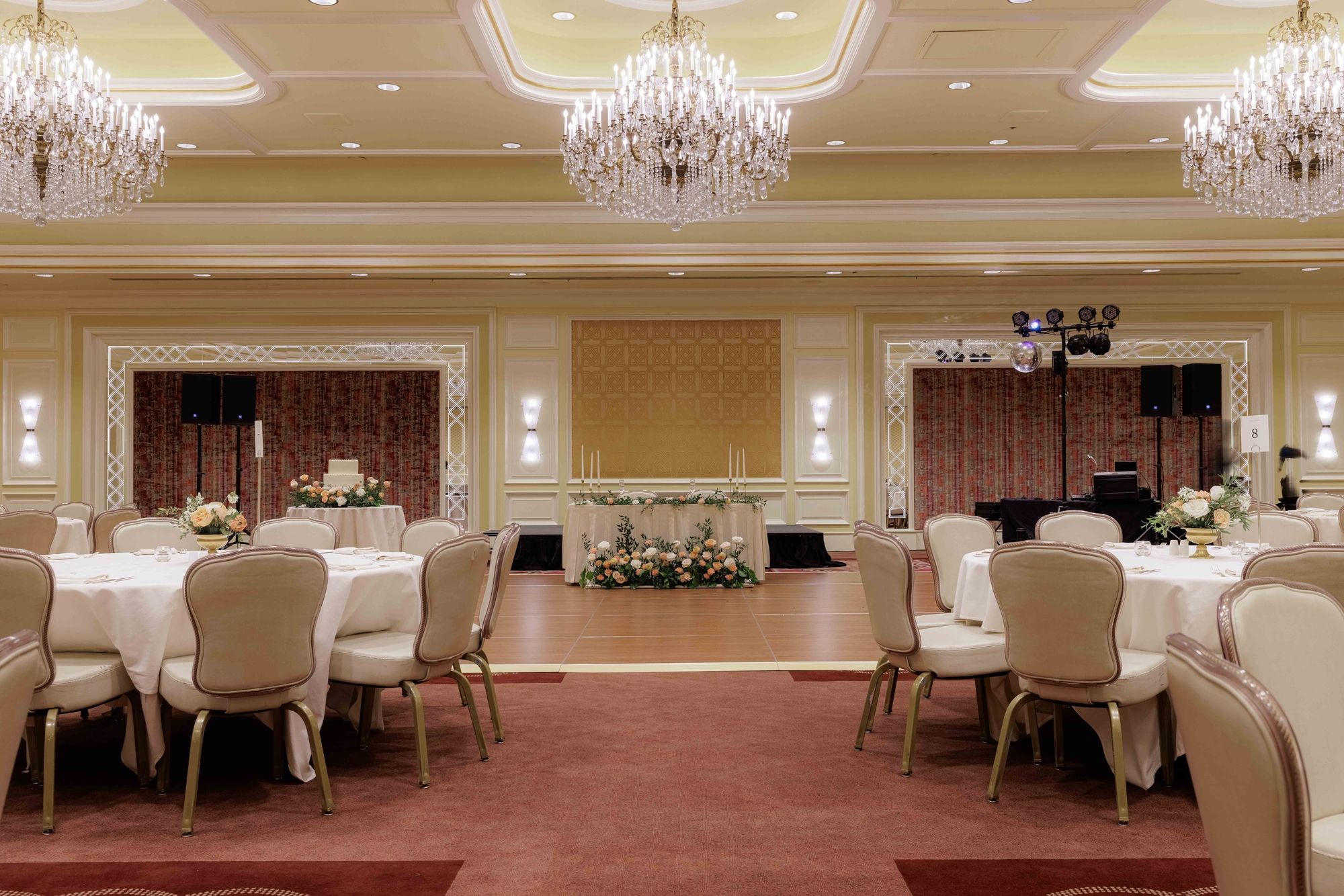 Little America Ballroom set up for a wedding.